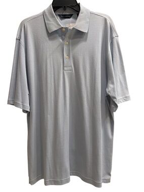 SCOTT BARBER Polo Shirt Mens Large baby blue Short Sleeve Cotton